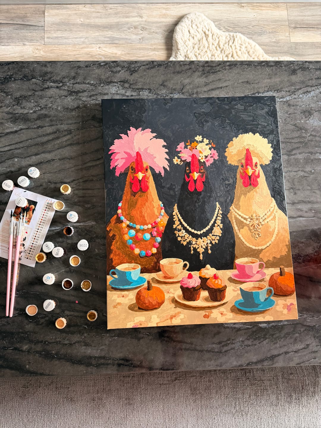 Customer photo review of Fancy Chickens Society | Paint by Number