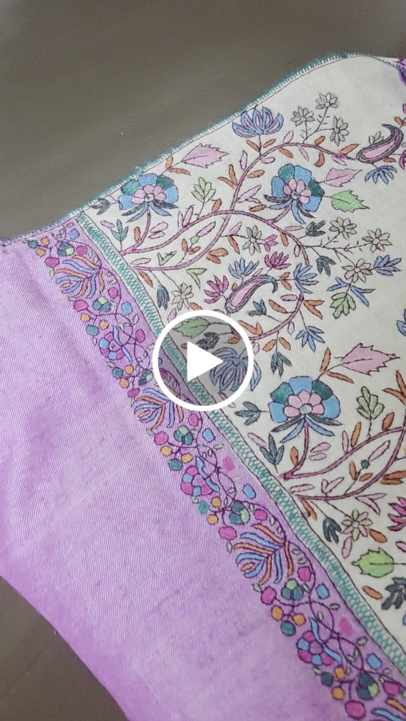 Customer video review of Pashmina Shawl – Hand Embroidered Palla with Papier machie Detailing