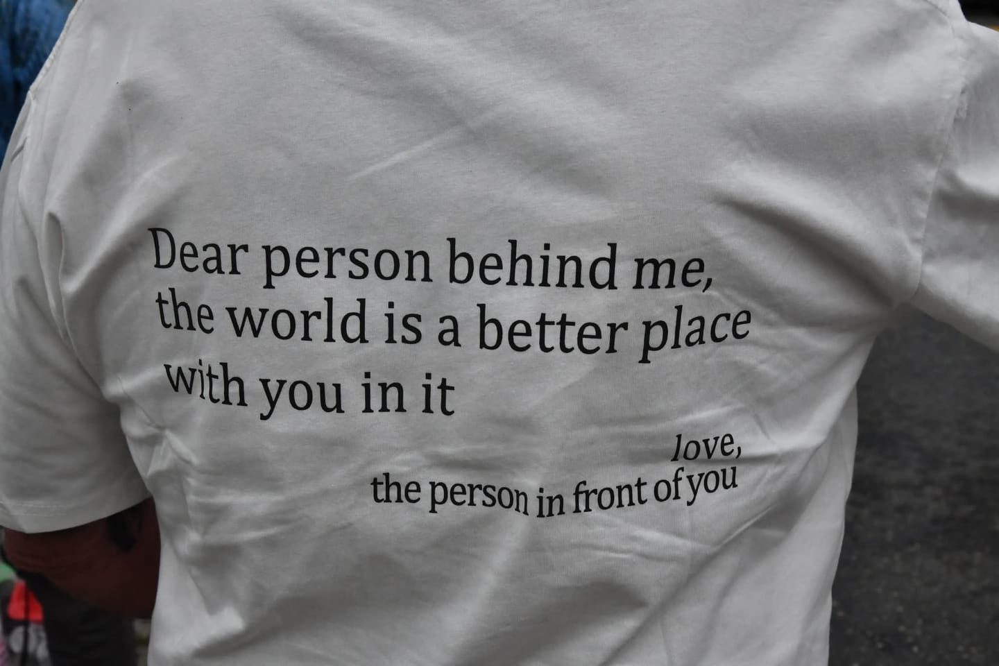 Customer photo review of The Original 'Dear Person Behind Me' T-Shirt