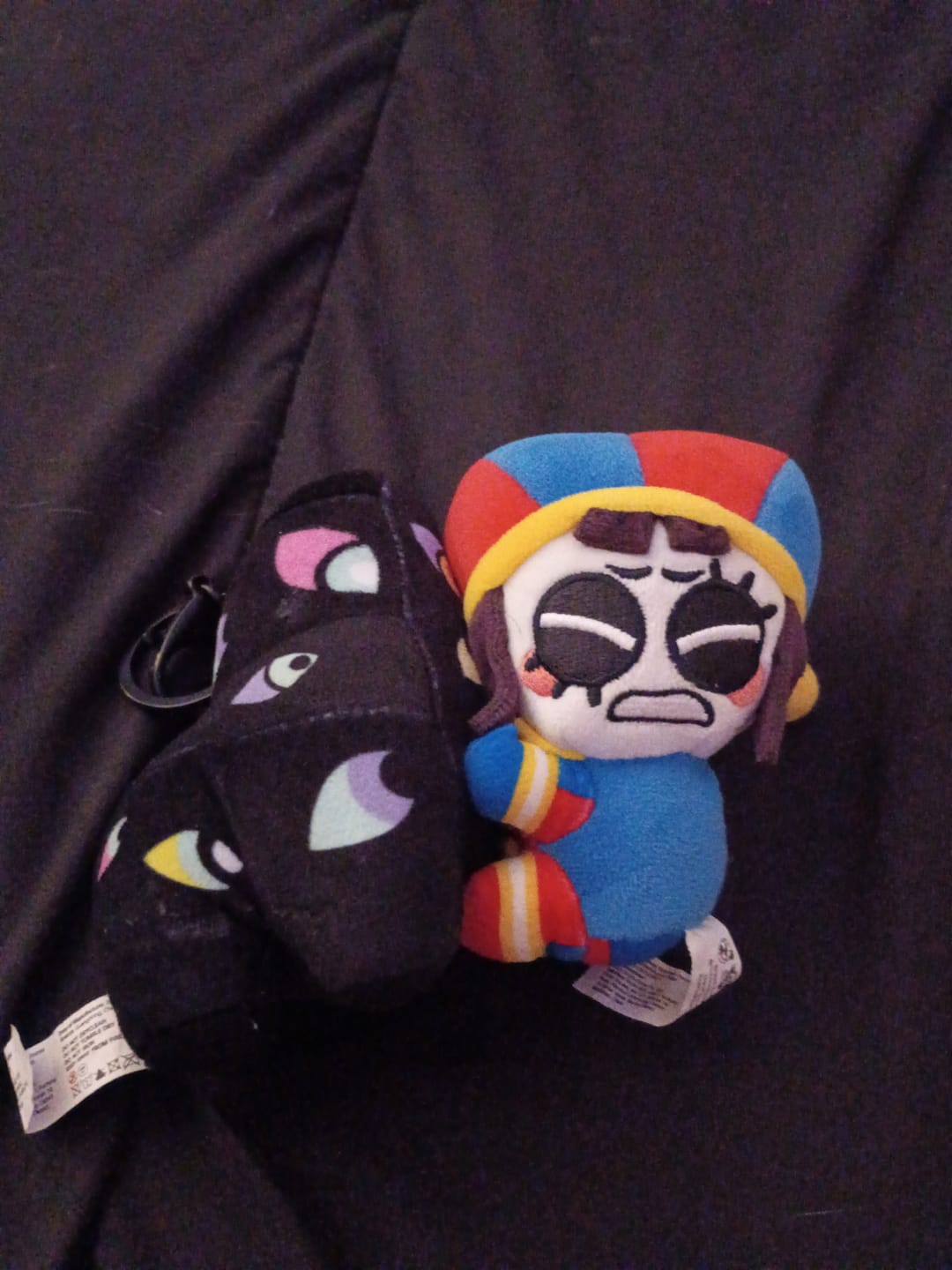 Customer photo review of Pomni & Abstraction Magnetic Plush Keychains