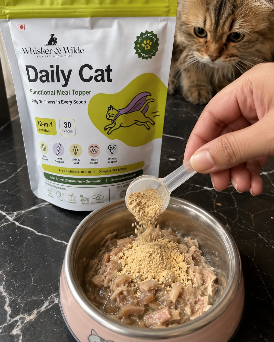 Customer photo review of Daily Cat Topper · 12-in-1 Vital Benefits