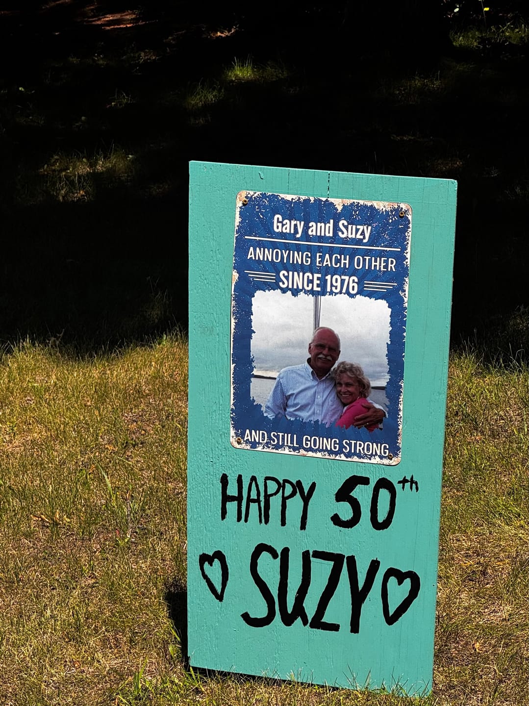 Customer photo review of Annoying Each Other Since & Still Going Strong Custom Photo Retro Sign - Personalized Metal Sign