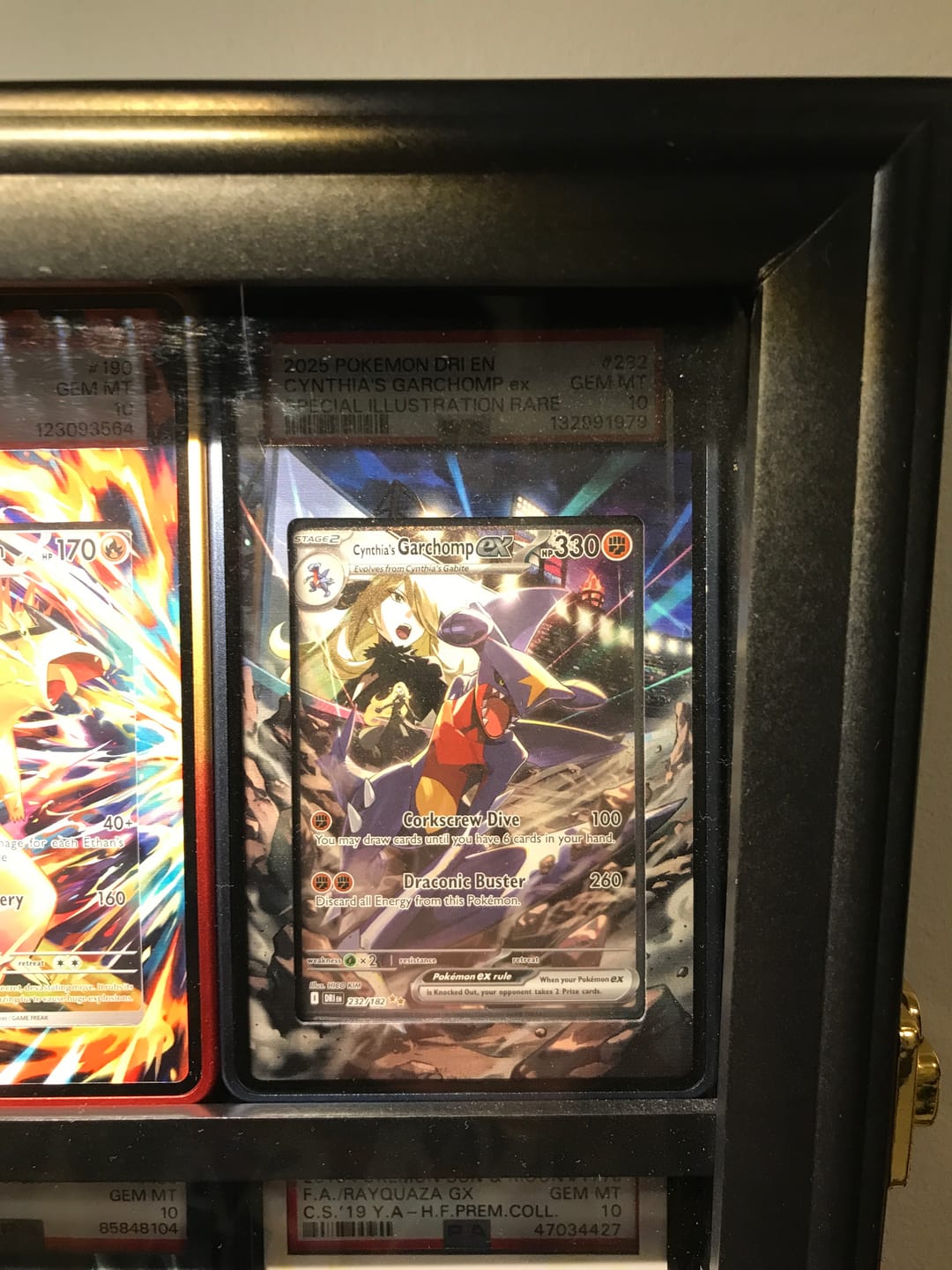 Customer photo review of Cynthia's Garchomp ex 232-182 SIR SAR Destined Rivals Extended Art Display Cases