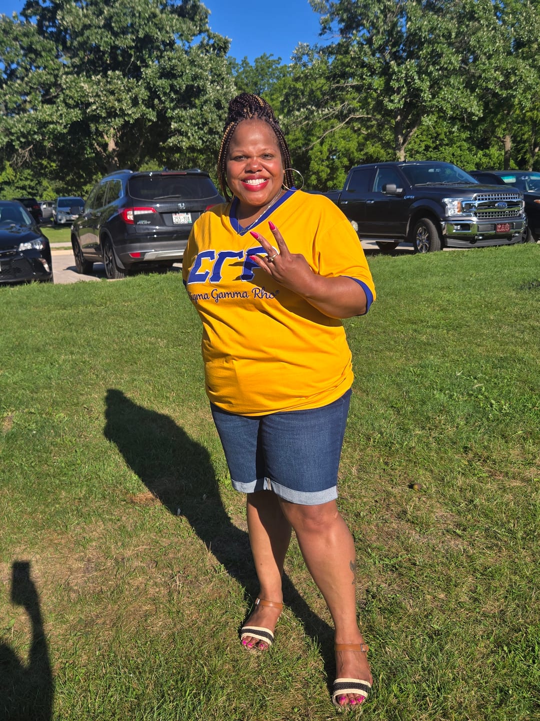 Customer photo review of Sigma Gamma Rho  -Embroidered Premium T-Shirt