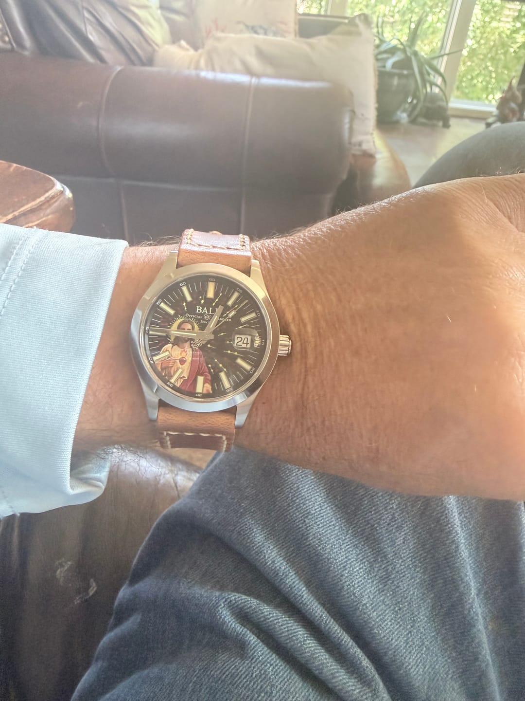 Customer photo review of Horween Natural Dublin Leather Watch Strap, Natural Thread