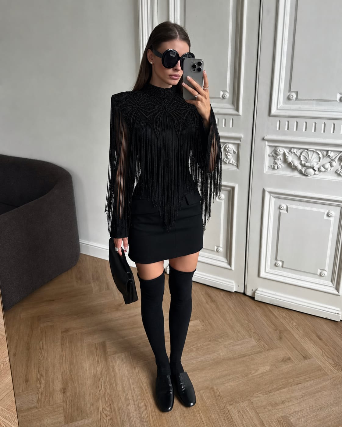 Customer photo review of Macee Fringe Cape