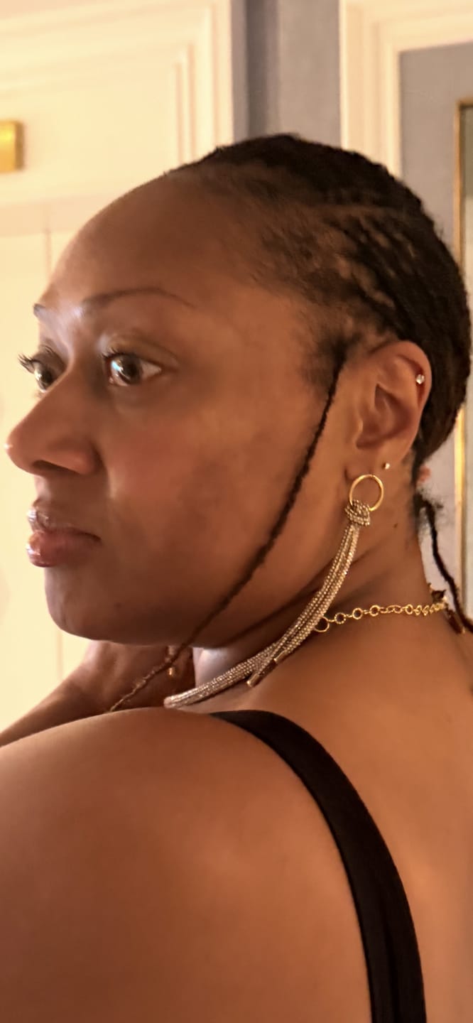 Customer photo review of Fringe Drop Earrings - Champagne Bubbles