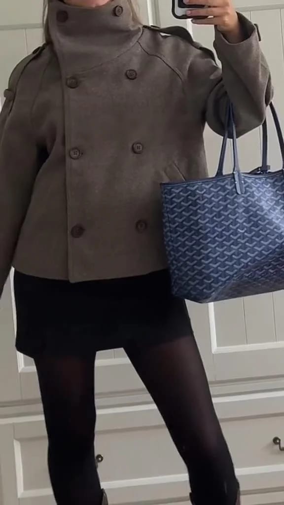 Customer photo review of Julie Suede Stand Collar Oversized Coat