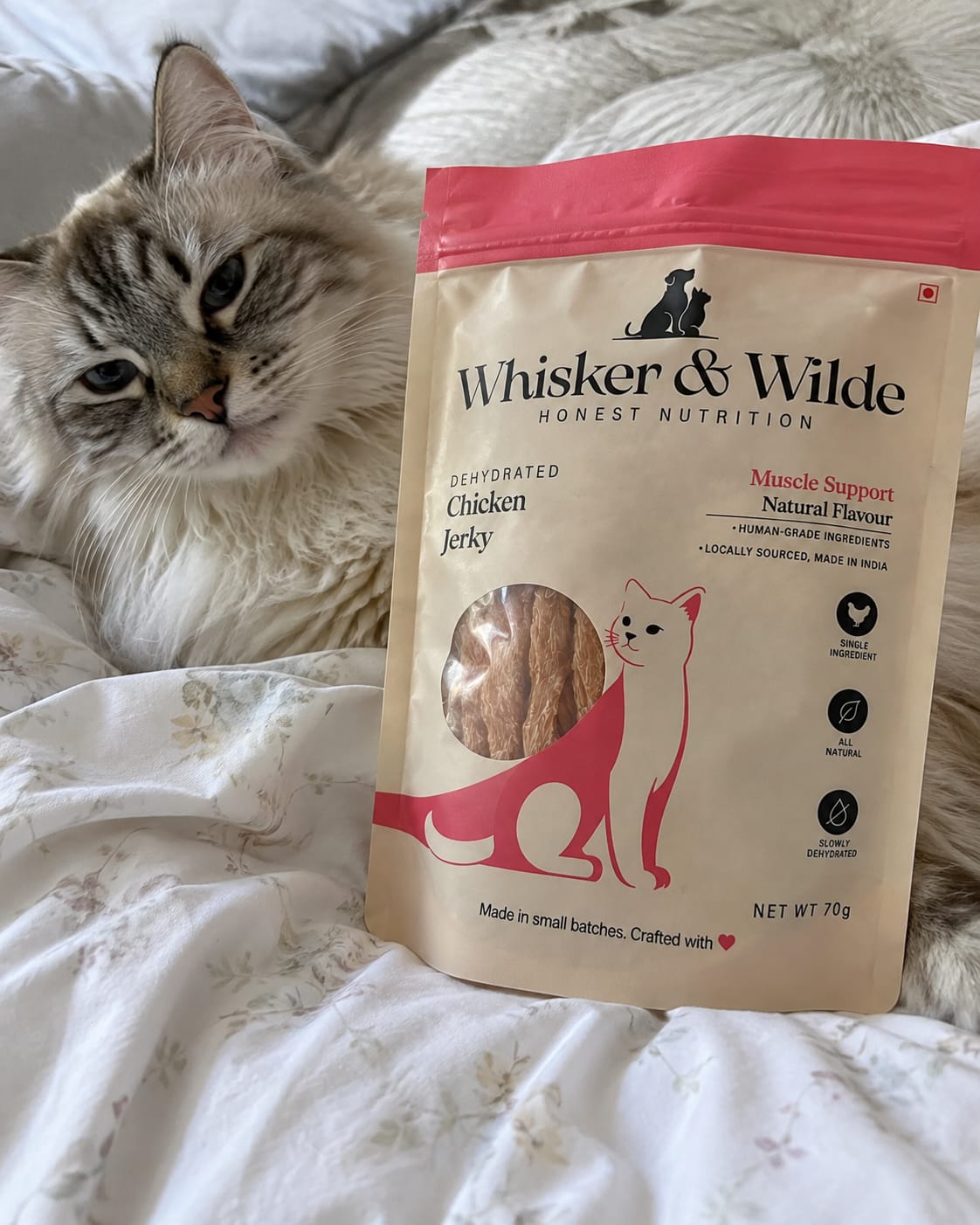 Customer photo review of Dehydrated Chicken Jerky – Original (Cat)