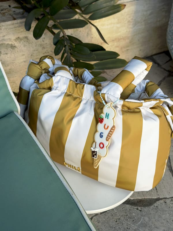 Customer photo review of Pram Caddy - Gold Stripe