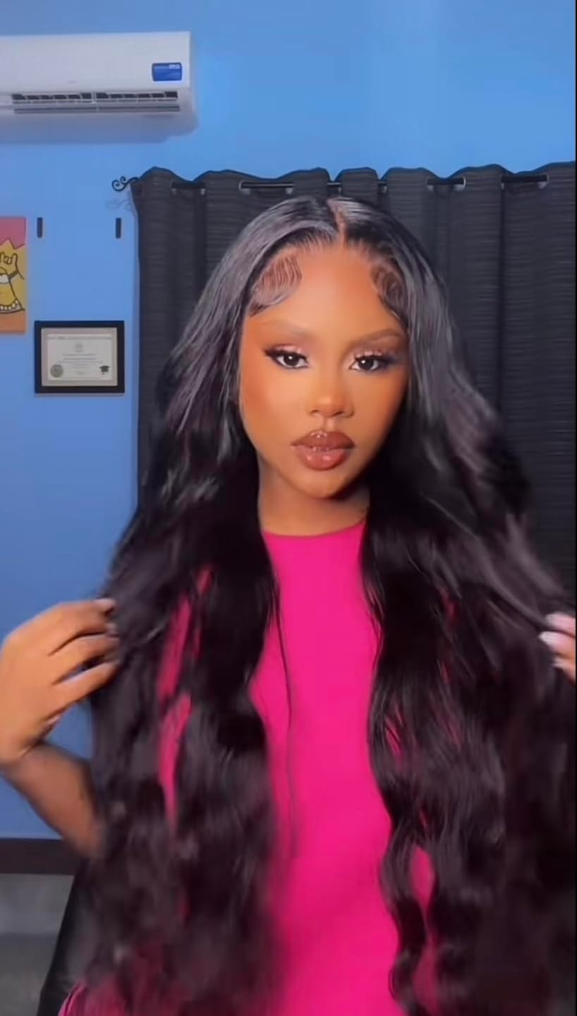 Customer photo review of Wavymy Wear Go Body Wave Glueless Wig Pre-Cut Lace Closure Wig Pre-Plucked Natural Hairline 180% Density Human Hair