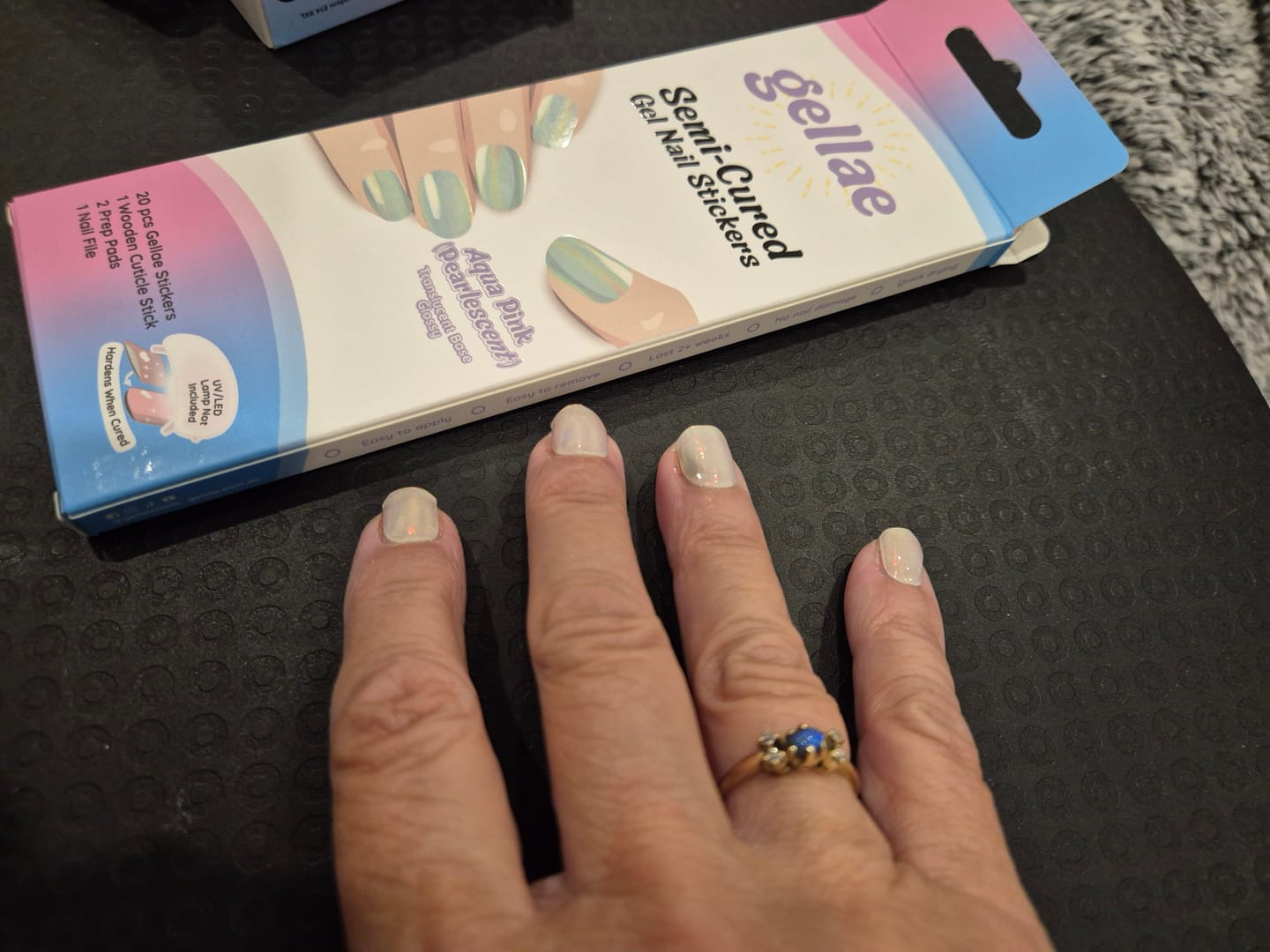Customer photo review of Aqua Pink (Pearlescent) DIY Semicured Gel Nail Sticker Kit