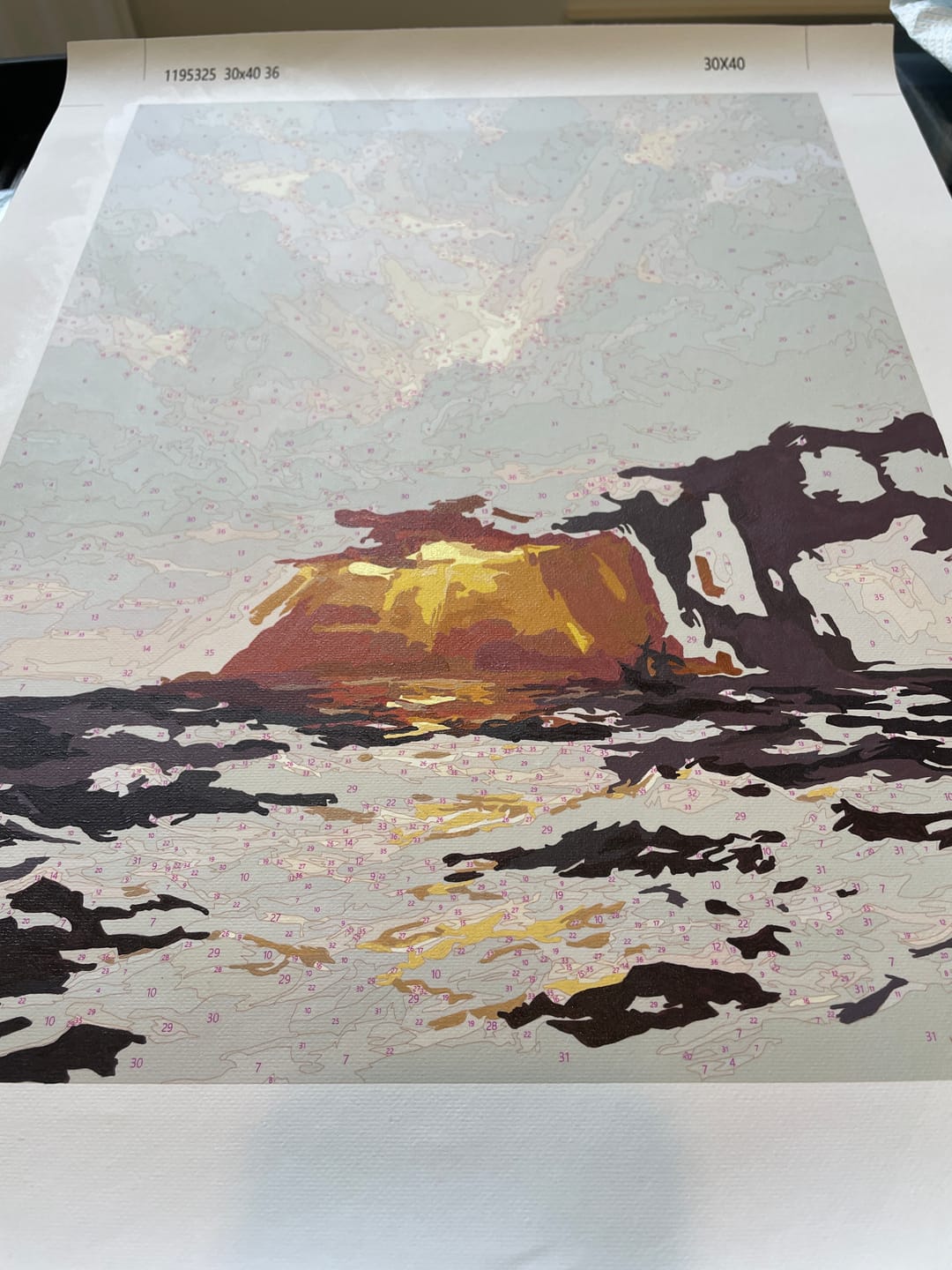 Customer photo review of Dramatic Sunset Storm Ocean (Paint by Numbers)