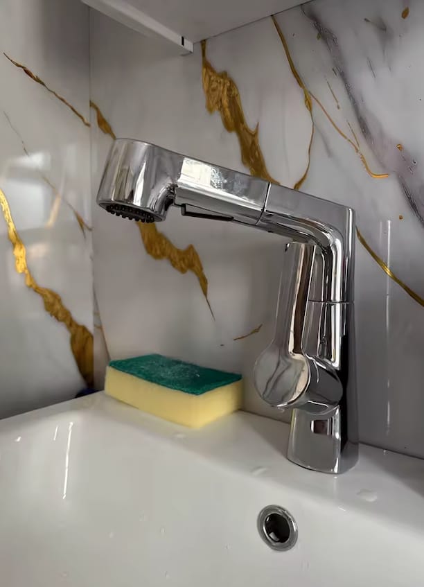 Customer photo review of Torneira Banheiro Monocomando Mangueira Extensível Pull-Out Sapphire