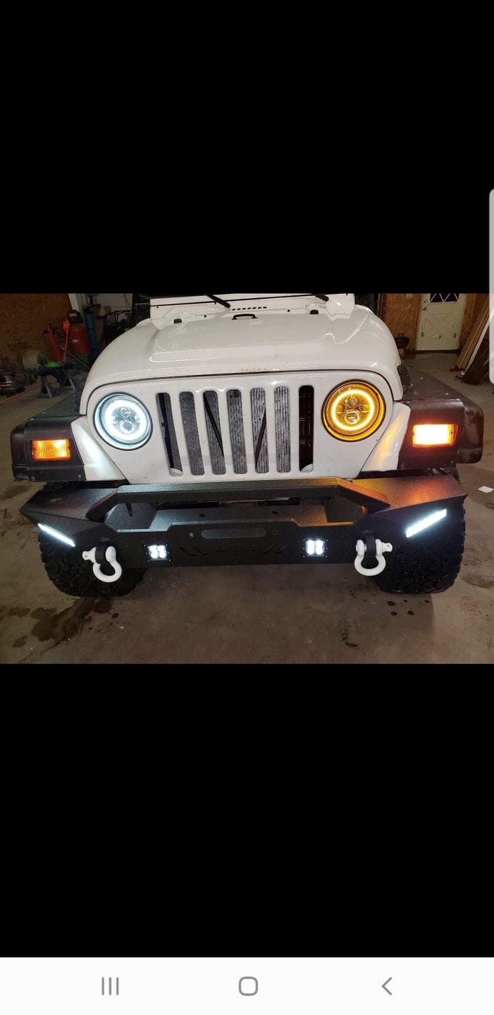 Customer photo review of LED Halo Headlights W/ DRL & Amber Turn Signals For 97-18 Jeep Wrangler TJ/ JK