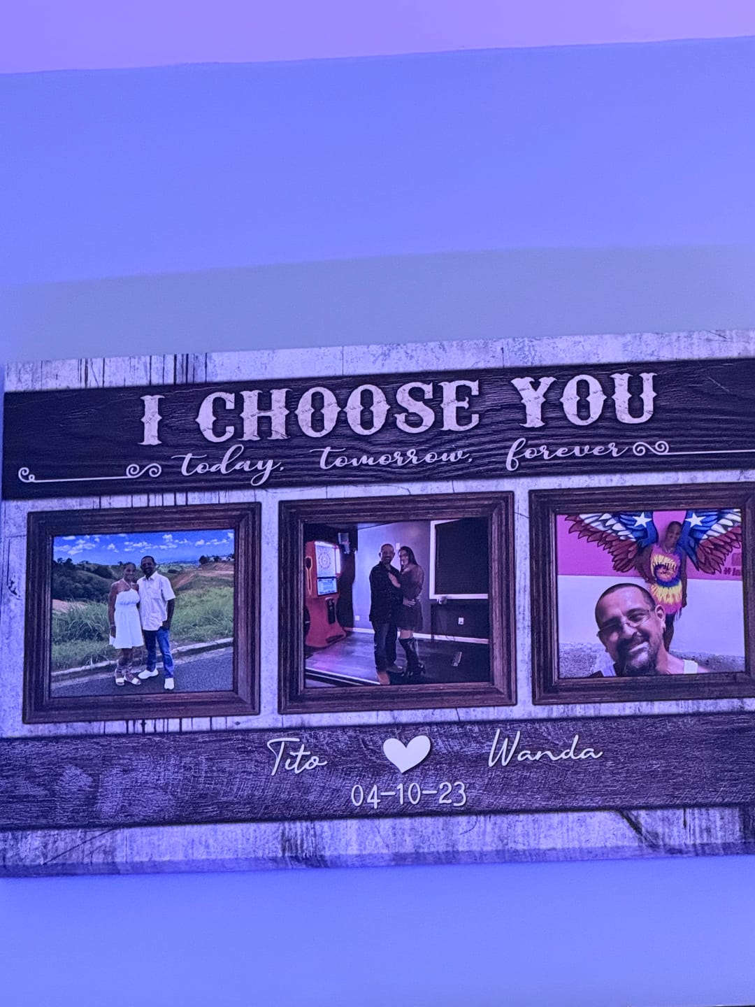 Customer photo review of Personalized Canvas Prints, Custom Photo And Name, Anniversary Gift, Love Gifts, I Choose You Dem Canvas