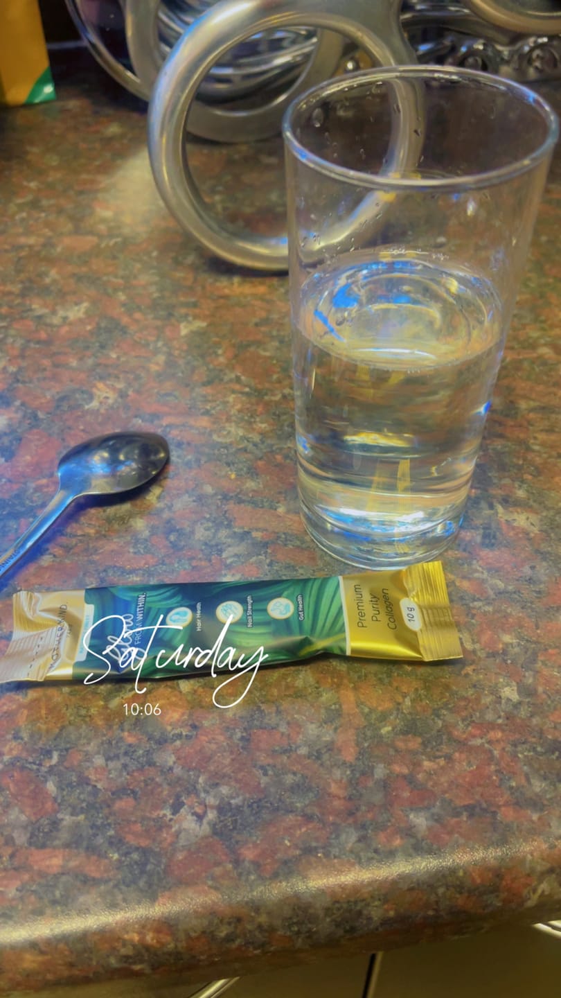 Customer photo review of Glow From Within Collagen Single Servings