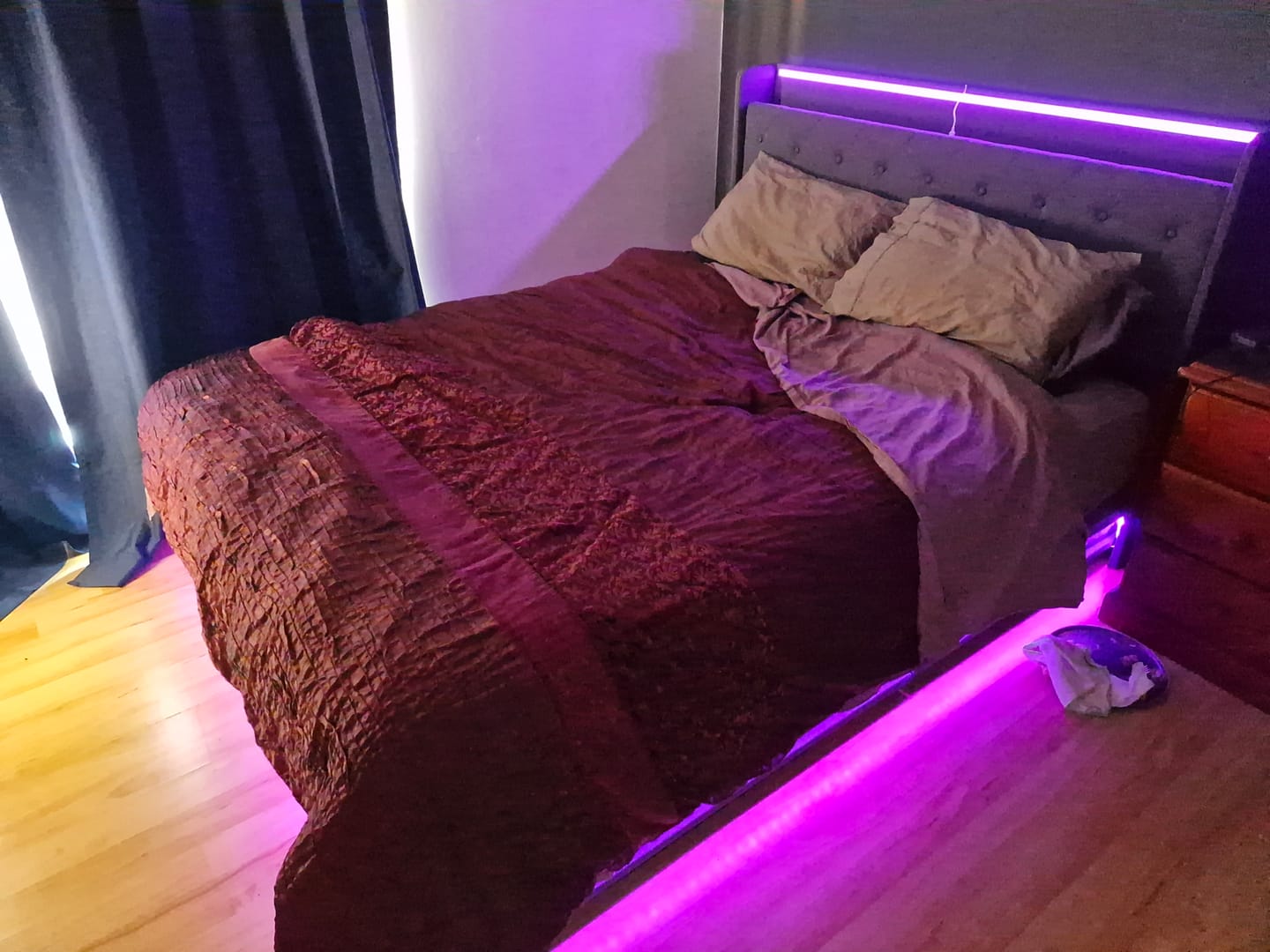 Customer photo review of Gas Lift Bed Frame with Storage LED & USB