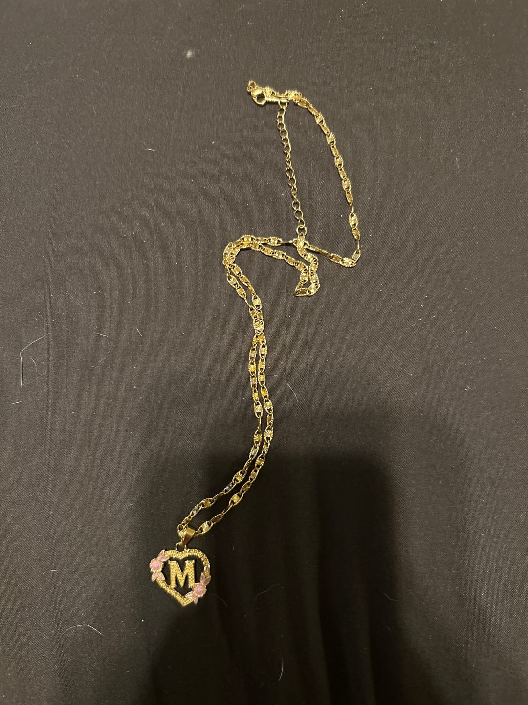 Customer photo review of Flower Initial Necklace w/ Clip Chain