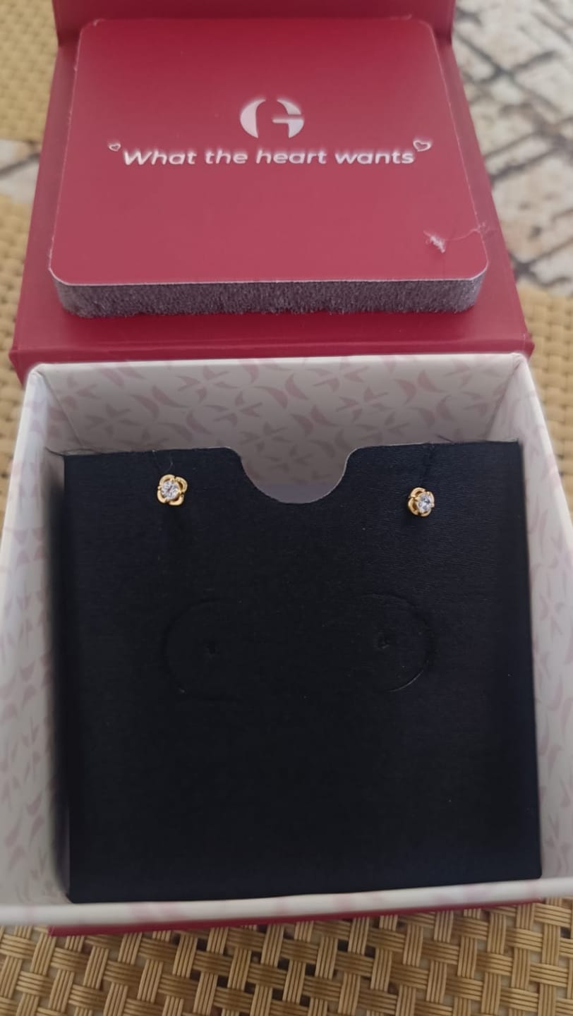 Customer photo review of Golden Frigg Stud Earrings