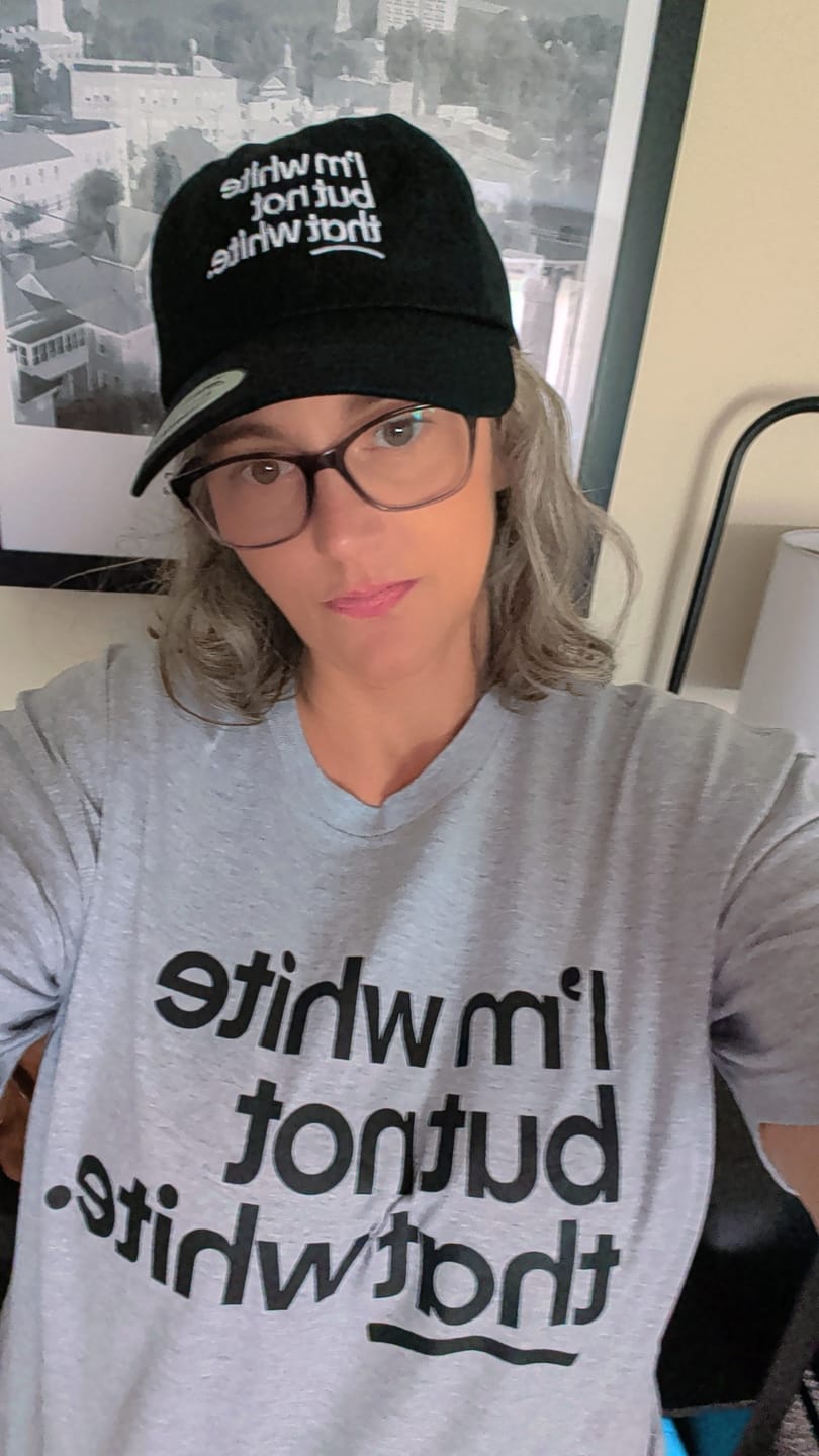 Customer photo review of I'm White But Not THAT White Embroidered Dad Hat