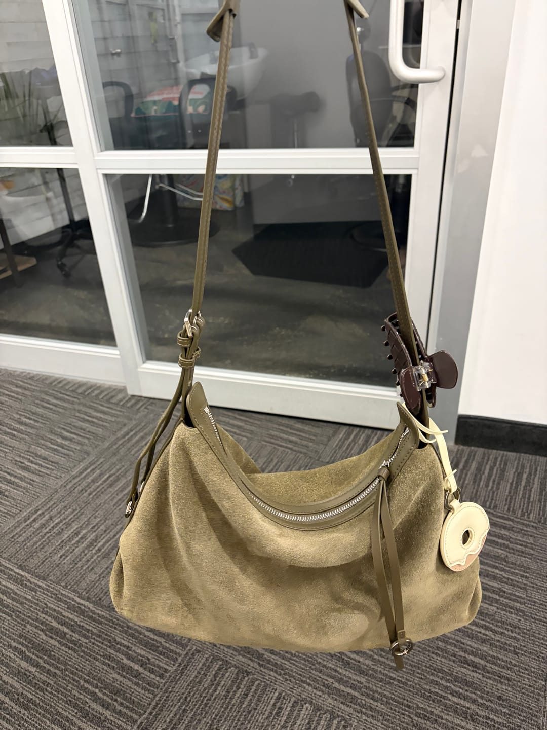Customer photo review of Donut Hobo Bag - Suede - Large