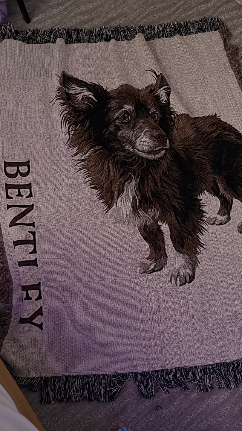 Customer photo review of Custom Heirloom Pet Throw Blanket