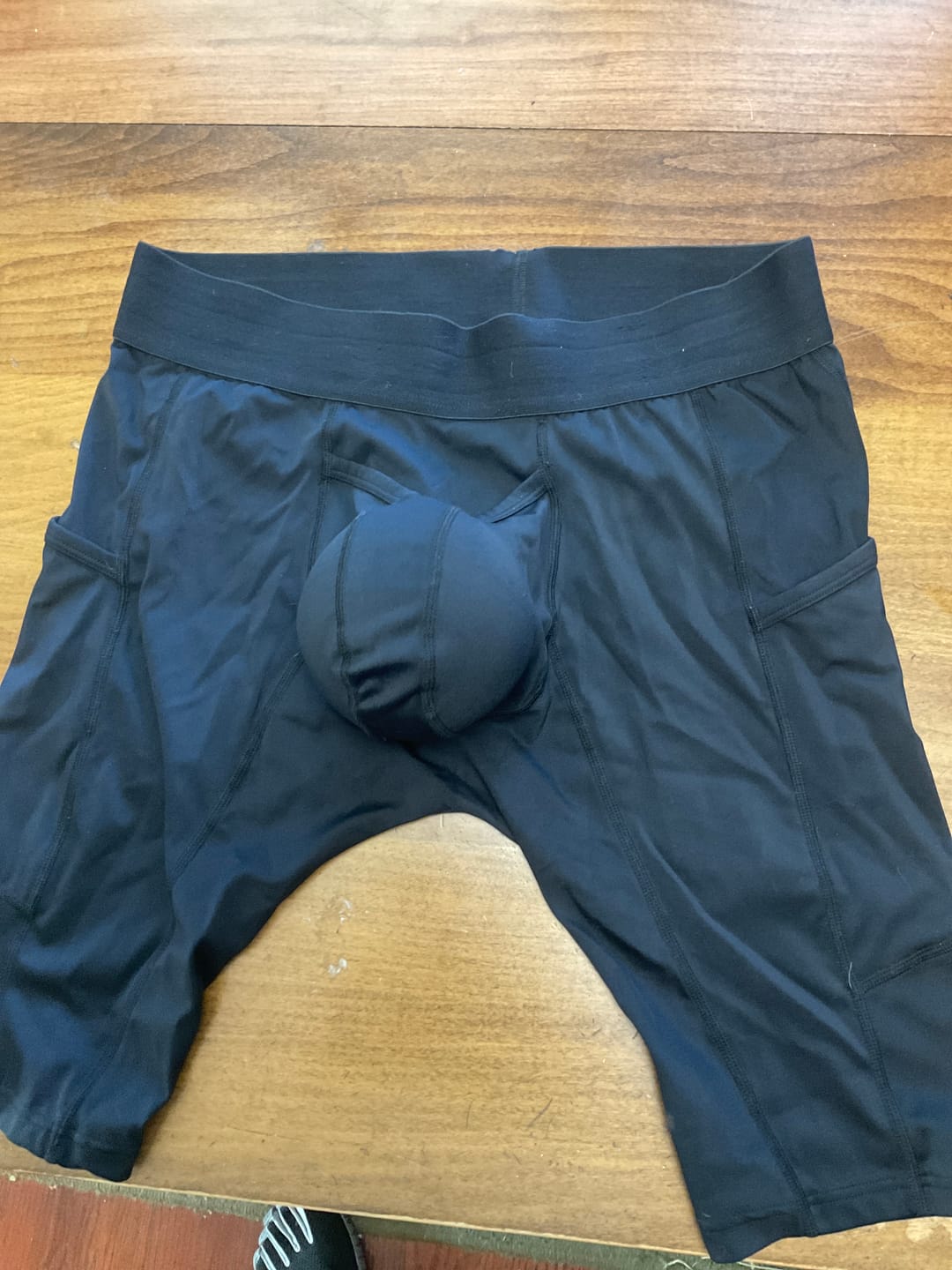 Customer photo review of Brushed Nylon 12in Boxer Briefs V-Fly 1pk Black