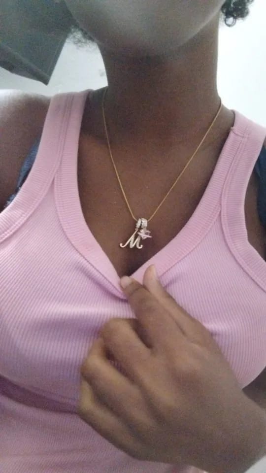 Customer photo review of Celeste Initial Necklace