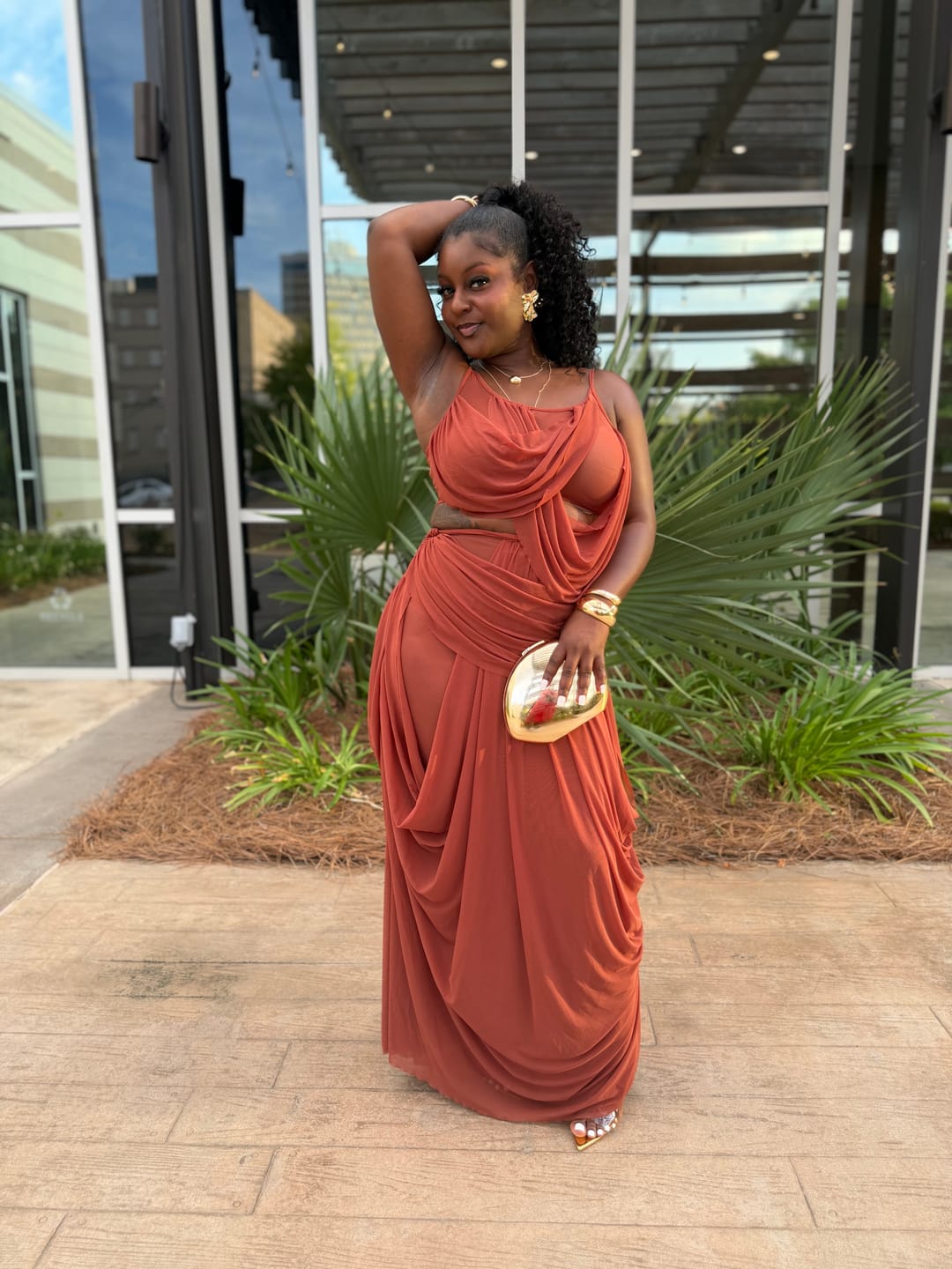 Customer photo review of Vespera Mesh Tank Maxi Dress