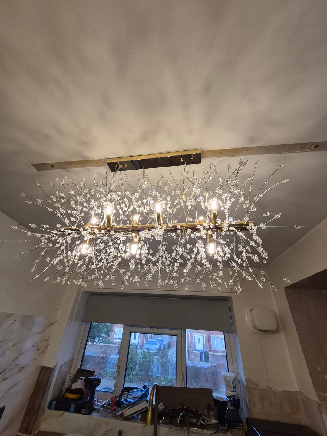 Customer photo review of Modern 9-Light Crystal Chandelier