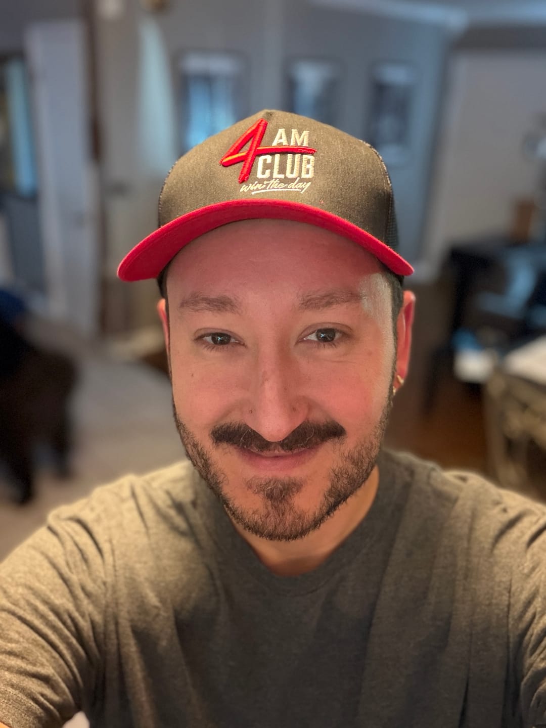 Customer photo review of 4AM Club 5 Panel A-Frame SnapBack (Black/Red Trucker)