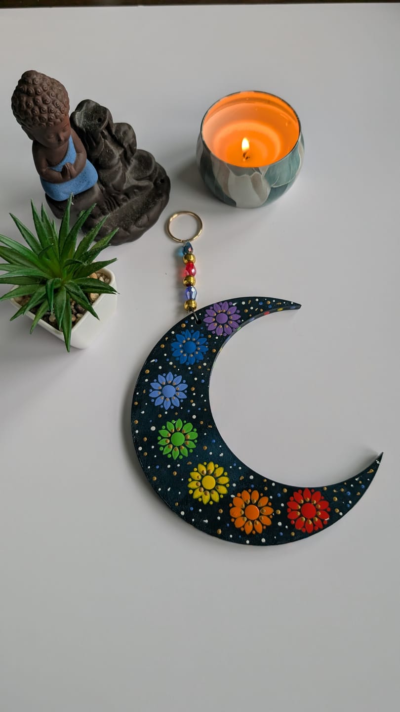 Customer photo review of Unfinished Wood Crescent Moon Shape | DIY Celestial Night Sky Craft Cutout | Up to 36"