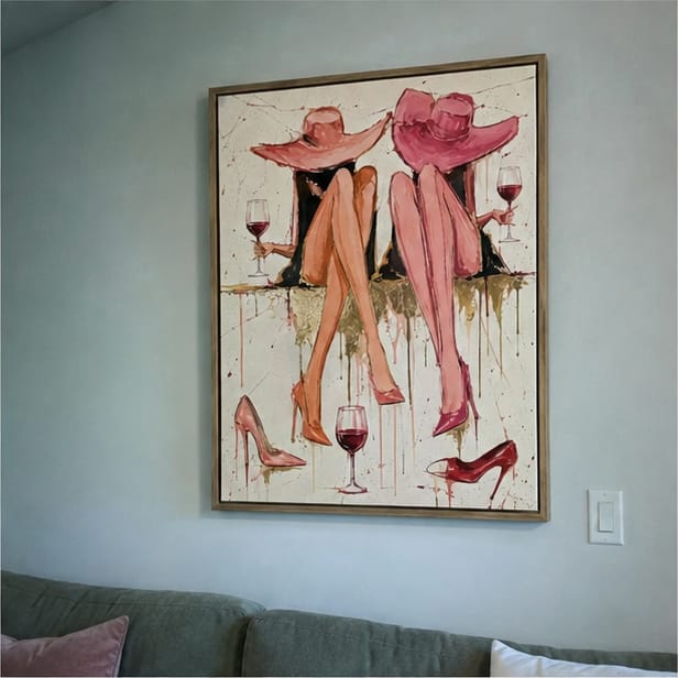 Customer photo review of Girls Night Wine Canvas Wall Art