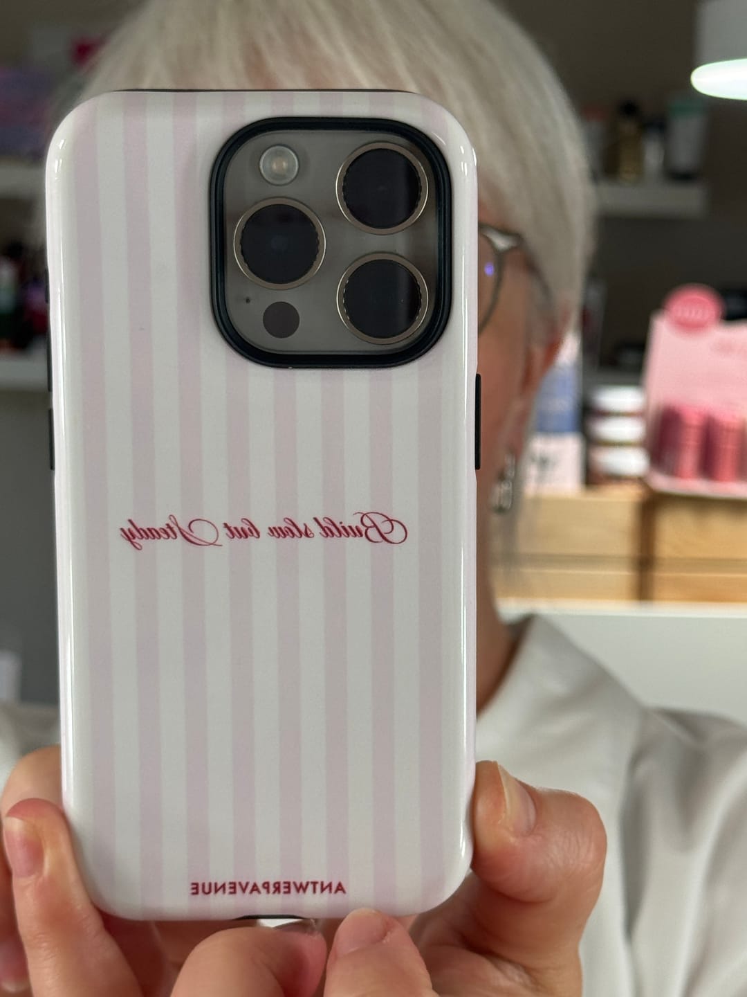 Customer photo review of Pink Stripes - Custom Case