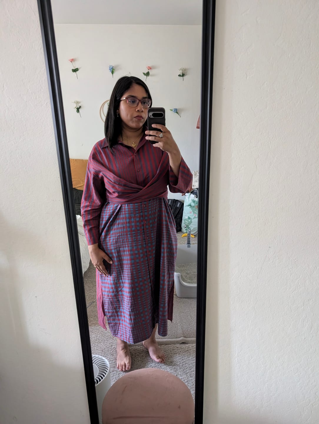 Customer photo review of ALEXANDRA SHIRT DRESS | BEACON STRIPE X CHEX