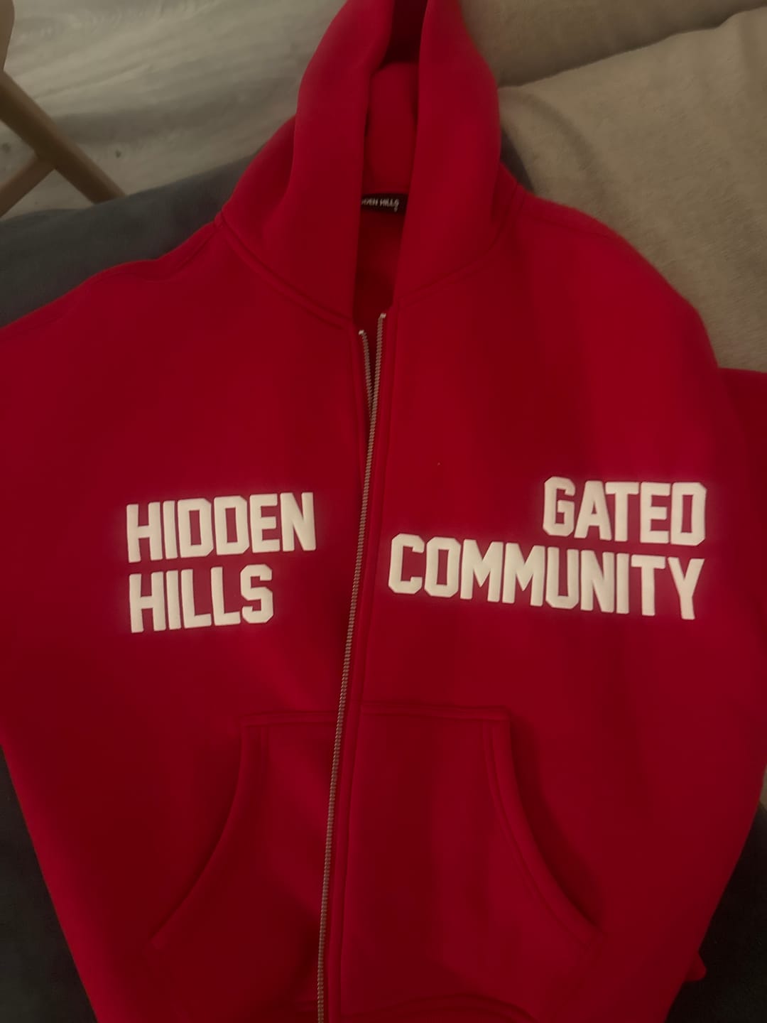 Customer photo review of GATED COMMUNITY ZIP HOODIE RASPBERRY RED