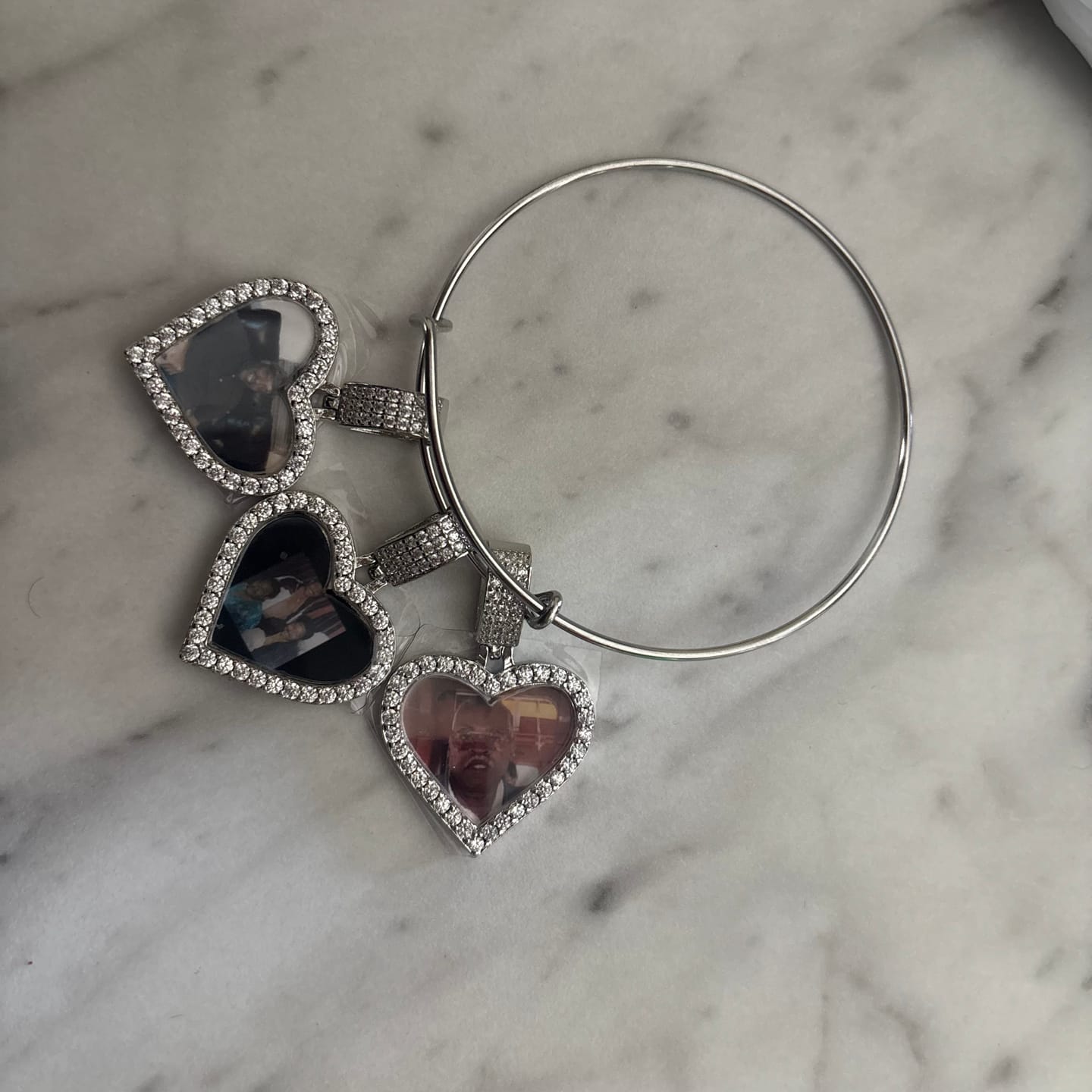 Customer photo review of Hearts Photo Bangle Bracelet