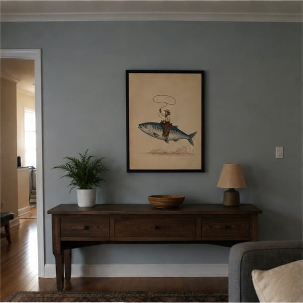 Customer photo review of Flying Fish Cowboy Canvas Wall Art