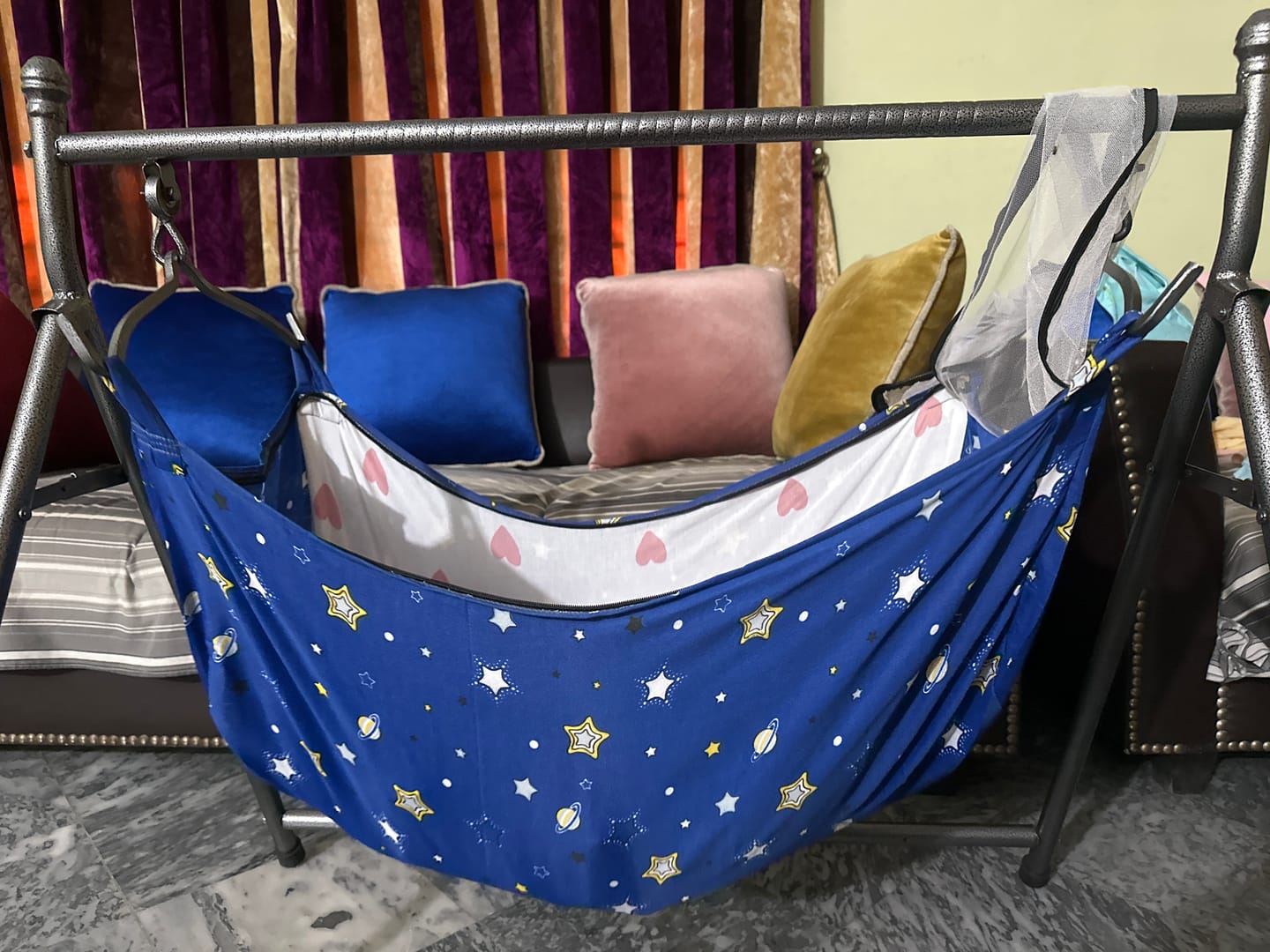 Customer photo review of Foldable Iron Rod Cradle Swing With Free Mosquito Net