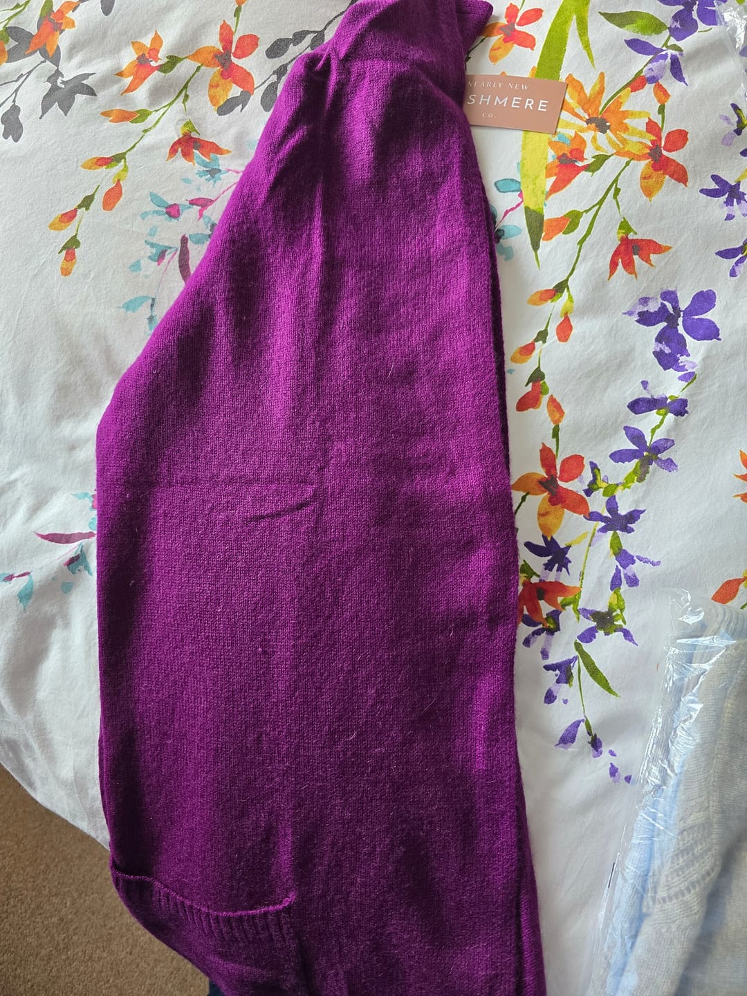 Customer photo review of Viola Purple Cashmere Edge to Edge Cardigan with Pockets Medium