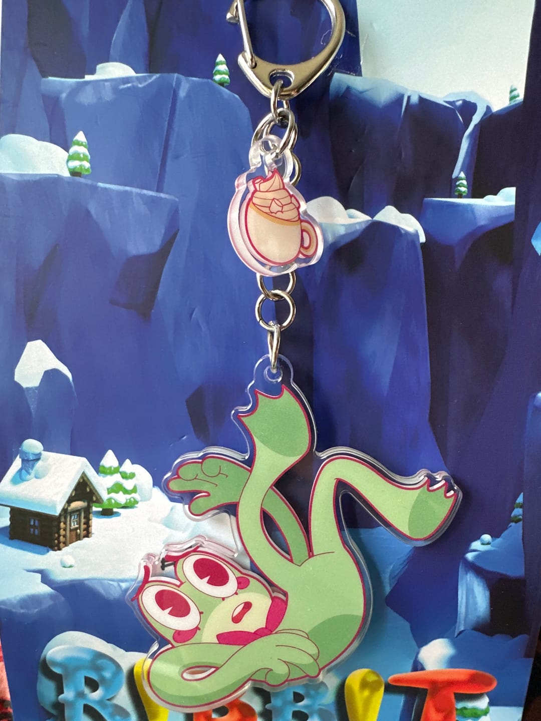 Customer photo review of Ribbit Acrylic Keychain