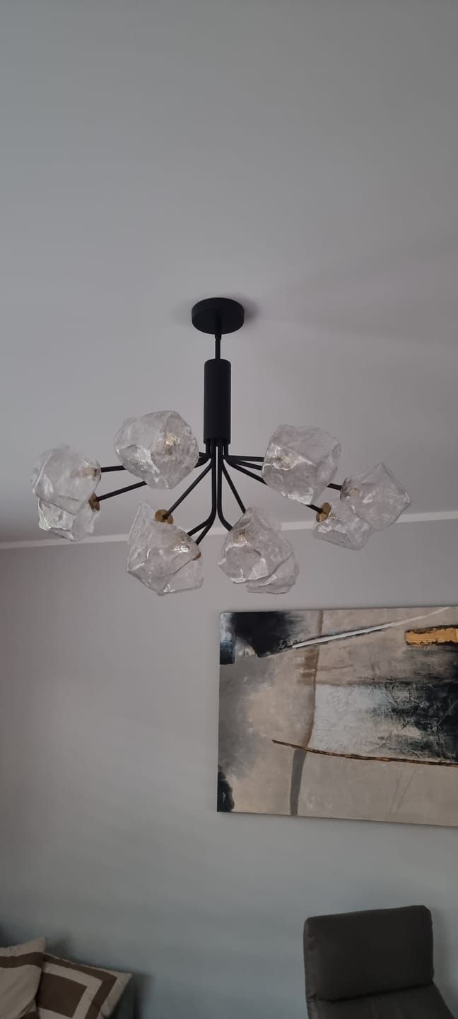Customer photo review of Modern 8/12-Light Ice Glass Sputnik Chandelier