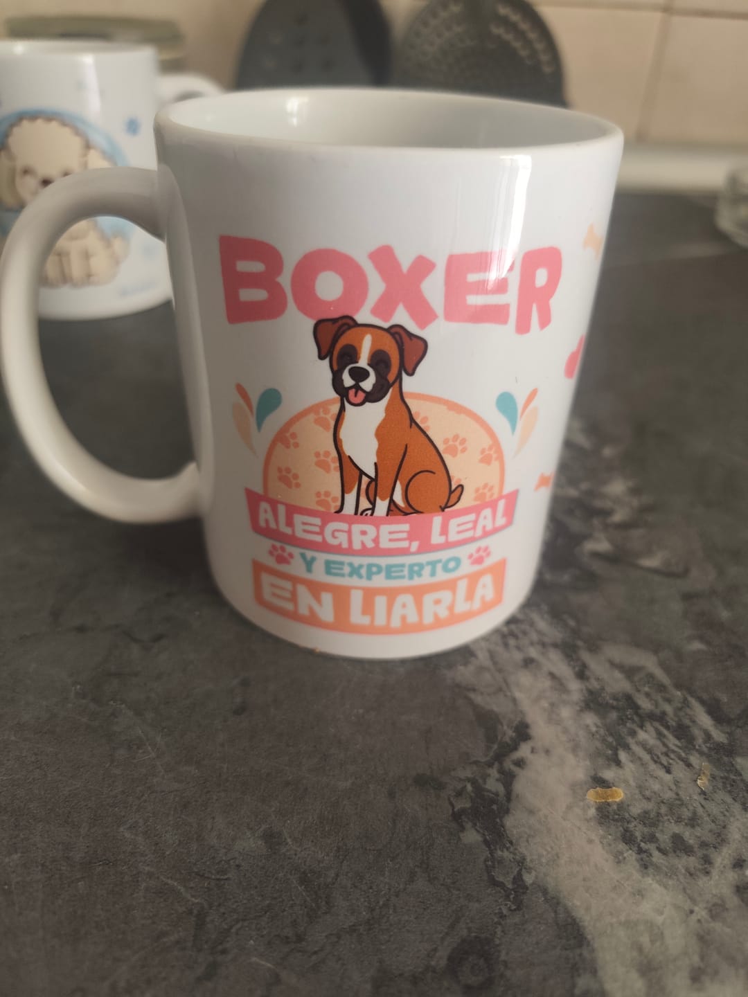 Customer photo review of Taza – Perro Boxer