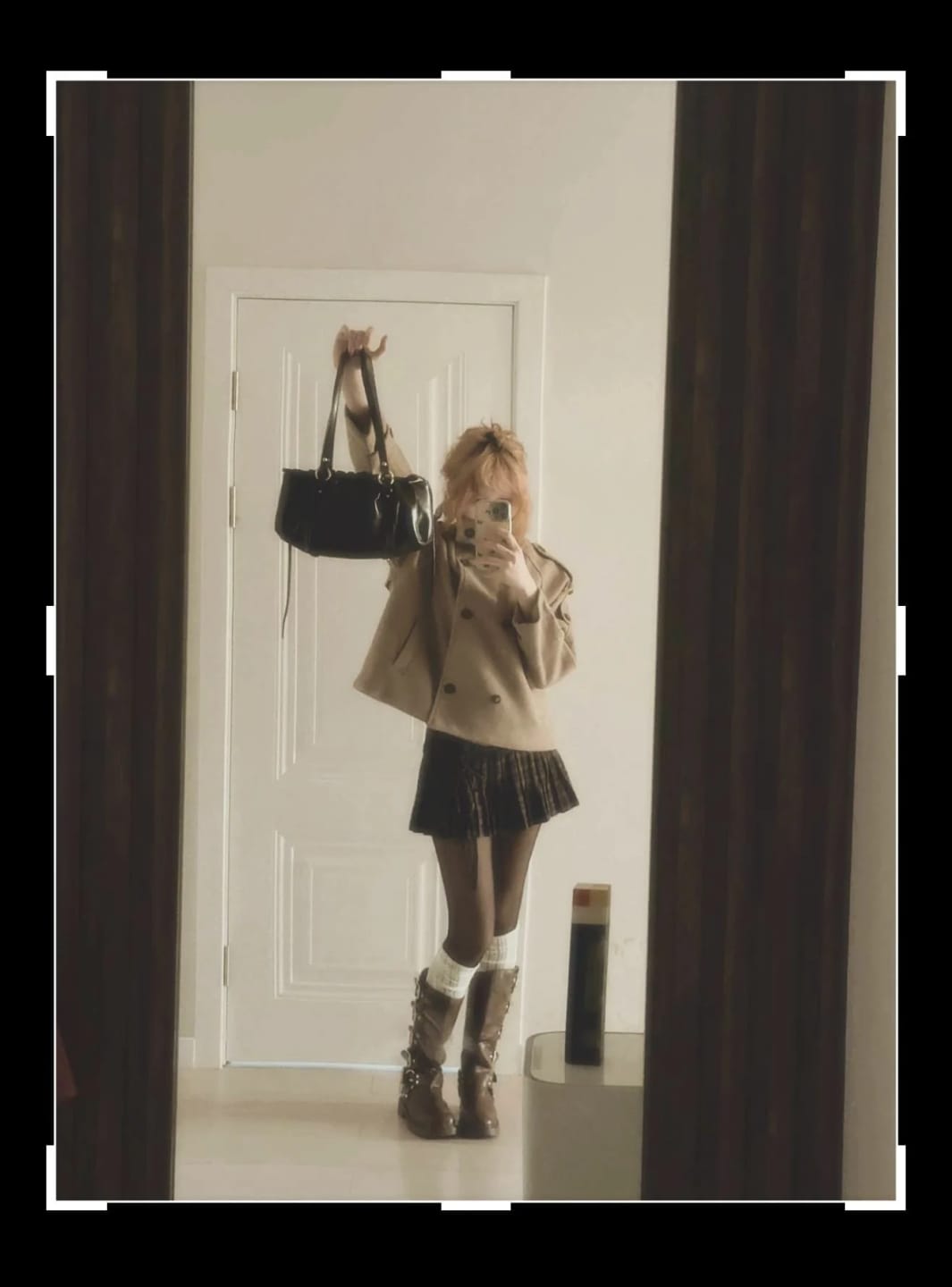 Customer photo review of Julie Suede Stand Collar Oversized Coat