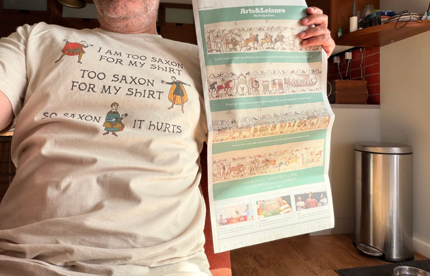 Customer photo review of Too Saxon for Shirt Bayeux Tapestry Meme T-Shirt