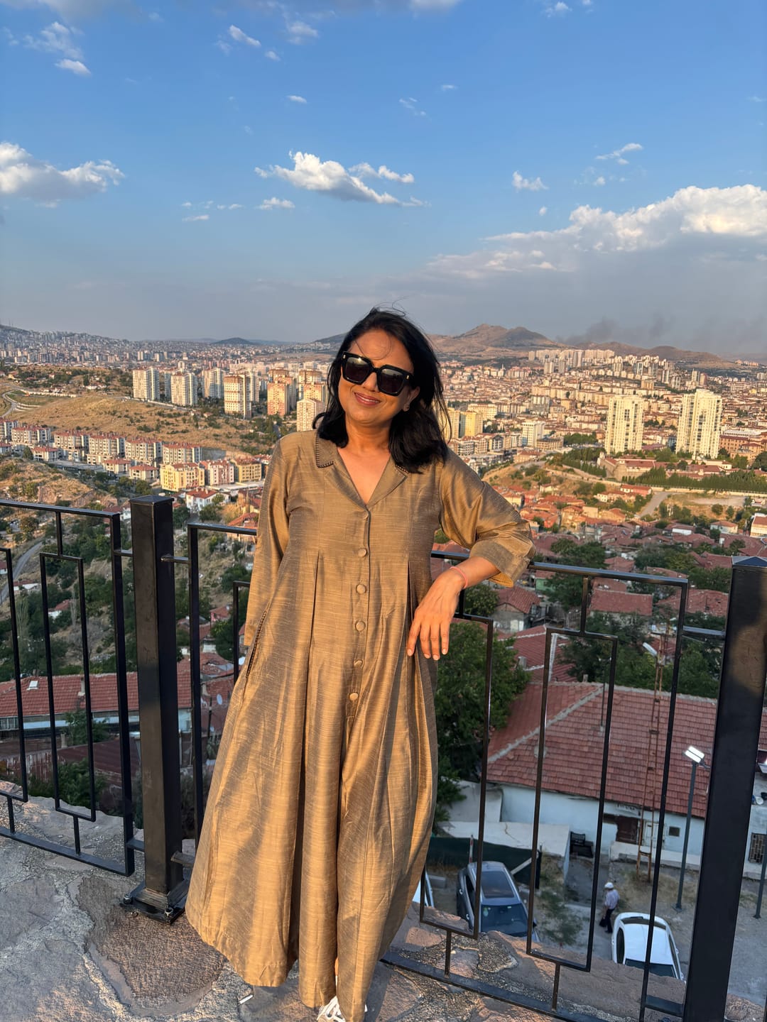 Customer photo review of Beige Luxe Silk Slub Jumpsuit with Pockets & Collar