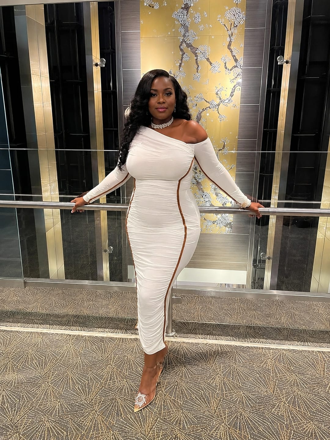 Customer photo review of Ivory Hourglass Midi Dress