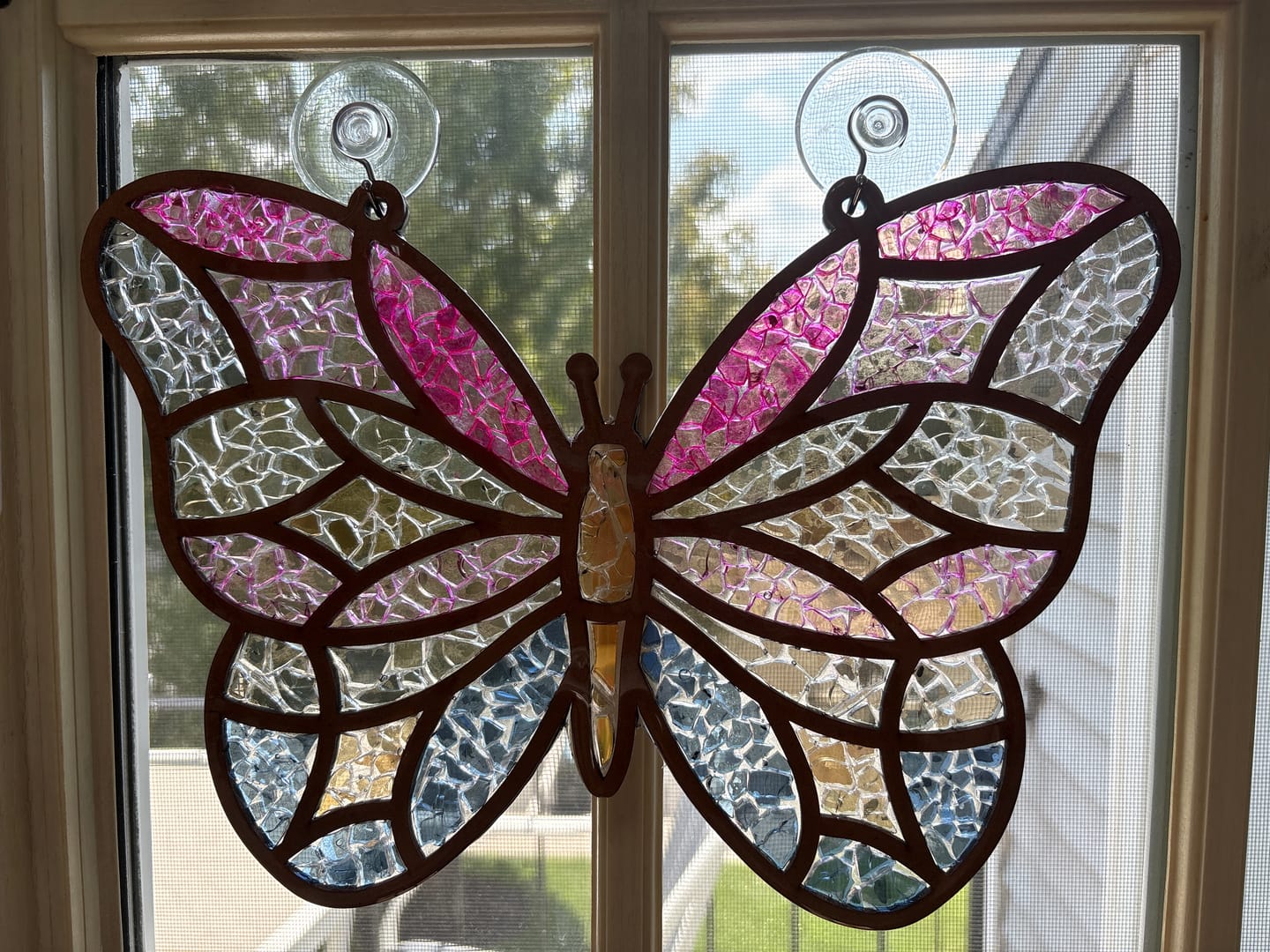 Customer photo review of DIY Butterfly Stained Glass Suncatcher