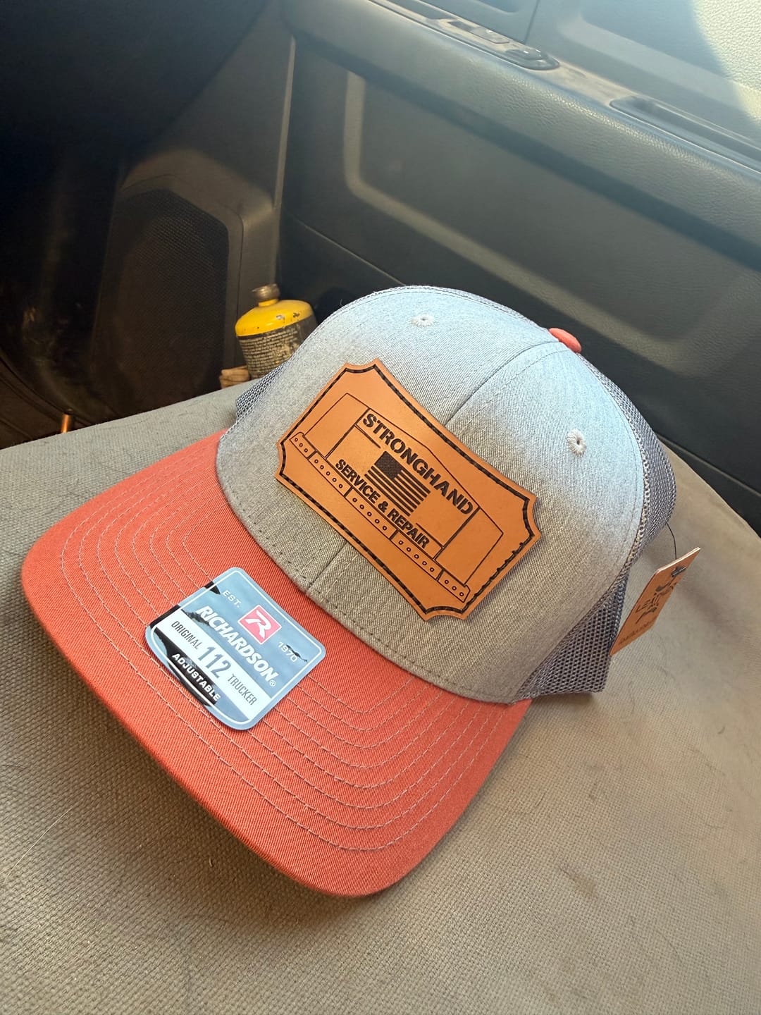 Customer photo review of Premium Custom Leather Patch Hats (Wholesale)